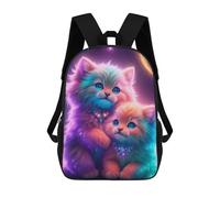 sinyumoney Colorful Cats Rucksacks 3D Printed Children 17inch Backpacks Fashion Casual Daypack Travel Bags Outdoor Casual Daypack for Boy And Girl