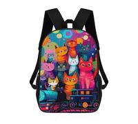 sinyumoney Colorful Cats Train Art Print Backpack School Bag Daypacks Business Backpack Water Resistant Bookbag for Girls Boys Teenage 17inch