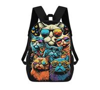 sinyumoney Colorful Cats with Sunglasses-1 Children's Backpack, Schoolbag Large Capacity Students Bookbag Rucksack Knapsack for Boys Girls Adults Teen 17inch