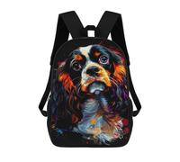 sinyumoney Colorful Cavalier King Charles Spaniel Art Rucksack Rucksack Casual Daypacks School Work Travel Bag for Men, Women & Teenage Boys 17inch