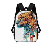 sinyumoney Colorful Cheetah Abstract Art Backpack 3D Print Kids Bag Elementary Students Daypack Lightweight School Bag for Children Girls Boys Nursery Lunch Pack 17inch
