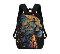 sinyumoney Colorful Cheetah Portrait -1 Backpack for School 3D Printed Boys Girls School BagChildren Bookbag Travel Rucksack 17inch