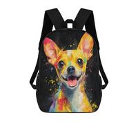 sinyumoney Colorful Chihuahua Art Print-4 Backpacks Kids 17inch School Backpack School Bag 3D Printed School Bag for Boys Elementary And Middle School Students