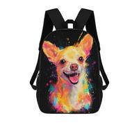 sinyumoney Colorful Chihuahua Art Print-7 Backpack School Bag Large School Backpack for Boys - Perfect for Travel, Work And Daily Use 17inch
