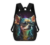 sinyumoney Colorful Chihuahua Glasses Art-4 Backpack School Bag Lightweight Casual Daypack School Backpacks for School/Work/Travel 17inch