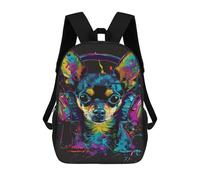 sinyumoney Colorful Chihuahua Headphones Art Print School Backpack Business Laptop Rucksack Bag Unisex Casual Daypack for Men, Women & Teenage Boys 17inch