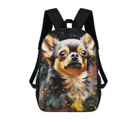 sinyumoney Colorful Chihuahua Portrait -2 Children's Backpack, Schoolbag Large Capacity Students Bookbag Rucksack Knapsack for Boys Girls Adults Teen 17inch