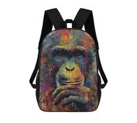sinyumoney Colorful Chimpanzee Art Print Backpack School Bag Lightweight Casual Daypack School Backpacks for School/Work/Travel 17inch