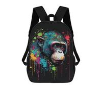 sinyumoney Colorful Chimpanzee Art Print Rucksack School Secondary High School College Backpack Travel for Campus Outdoor Travel Sports 17inch