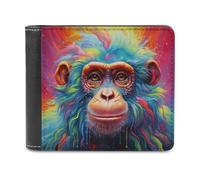 sinyumoney Colorful Chimpanzee Portrait -1 3D Print Clutch Purse ID Window Coin Banknote Compartments Slim Elegant Purse for Boys Girls 11.7cm*9.5cm
