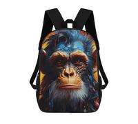 sinyumoney Colorful Chimpanzee Portrait -3 3D Printed School Bag Children's School Backpack Schoolbags Travel Backpacks Casual Fashion Bag for Kids School Students 17inch