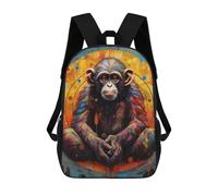 sinyumoney Colorful Chimpanzee Portrait -4 Backpack Kids School Bag Boys Cartoon 3D Print Students Schoolbag Laptop Daypack for Boys Girls 17inch