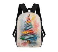 sinyumoney Colorful Christmas Tree Backpack, Children's Backpack, Student School Bag Bookbag Rucksack, 3D Printed School Bag for Boys Girls 17inch