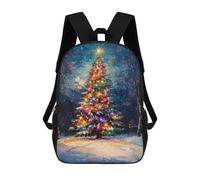sinyumoney Colorful Christmas Tree Night Scene Backpacks, Kids Backpack Student School Bag 3D Printed Travel Backpacks Fashion Accessory Backpack Children Waterproof School Bags 17inch