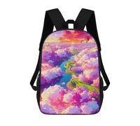 sinyumoney Colorful Clouds Over River Backpacks, Kids Backpack Student School Bag 3D Printed Travel Backpacks Fashion Accessory Backpack Children Waterproof School Bags 17inch