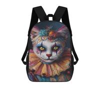 sinyumoney Colorful Clown Cat Art Print-1 Backpack School Bag Fashion Stationery Backpack Waterproof Casual Daypacks- Perfect for Travel, Work And Daily Use 17inch