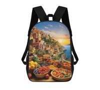 sinyumoney Colorful Coastal Market Scene Backpack Cartoon Plush Bag, 3D Backpack for Kids School Bag Birthday Gift Idea for Boys And Girls 17inch