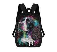 sinyumoney Colorful Cocker Spaniel Art Print-2 School Bags Computer Rucksack for School/Work/Travel for Camping Outdoor Adventures And Daily Travel 17inch