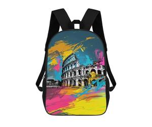 sinyumoney Colorful Colosseum Art Print -1 School Backpack Lightweight Airport College Students Back Pack for Boys/Girls/Teenagers 17inch