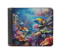 sinyumoney Colorful Coral Reef 3D Print PU Leather Wallet Multiple Slots Banknote Compartments Soft Convenient Wallets Gifts 11.7cm*9.5cm