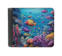 sinyumoney Colorful Coral Reef Scene 3D Print Clutch Purse Credit Card Slots Banknote Compartments Stylish Durable Wallets Craftsmanship Gifts 11.7cm*9.5cm