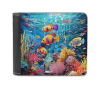 sinyumoney Colorful Coral Reef Scene-5 3D Print Wallet Safe Protection Card RFID Blocking Slim Elegant Leather Wallet Craftsmanship Gifts 11.7cm*9.5cm