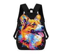 sinyumoney Colorful Corgi Art Print-5 School Backpack High Secondary School Bags Casual Backpack for Girl, Teen Girls 17inch