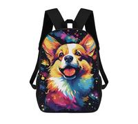sinyumoney Colorful Corgi Art Print Backpack School Bag Rucksack Casual Daypacks School Work Travel Bag for Teenage Girls Boys Women Men 17inch