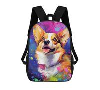 sinyumoney Colorful Corgi Painting-2 School Backpack High Secondary School Bags Casual Backpack for Girl, Teen Girls 17inch