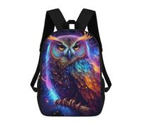 sinyumoney Colorful Cosmic Owl Art -1 Kids School Backpack 3D Printed Backpacks Fashion School Bag Rucksacks for Boys Elementary And Middle School Students 17inch
