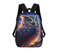 sinyumoney Colorful Cosmic Owl Artwork Backpacks Kids Student Schoolbag,3D Printed Backpacks,Elementary And Middle School Students Backpacks for Boys Girls 17inch