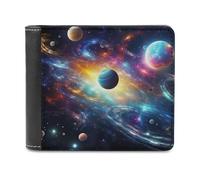 sinyumoney Colorful Cosmic Scene -1 3D Print PU Leather Wallet Coin Pocket ID Leather RFID Banknote Compartments Purse Youth Guys 11.7cm*9.5cm