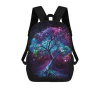 sinyumoney Colorful Cosmic Tree Art Print 17 Inch Backpacks Kids Schoolbag,3D Printed Elementary And Middle School Students Backpacks for Boys Girls