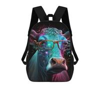 sinyumoney Colorful Cow Glasses Art Print 17 Inch Backpacks Kids Schoolbag,3D Printed Elementary And Middle School Students Backpacks for Boys Girls