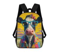 sinyumoney Colorful Cow in Field 3D Printed Children's School Backpack for Kids Travel Rucksacks Book Bags Kids School Bag 17inch