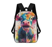 sinyumoney Colorful Cow Painting Artwork 3D Printed 17inch Kids School Bag Rucksacks Children's School Fashion Casual Back Pack High Capacity Travel Book Bags