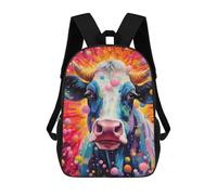 sinyumoney Colorful Cow Painting Kids Backpacks Children Bag,Anime Bag,Large Capacity Kids Backpack, 3D Printed Children's,Student Schoolbag,Kids Boys Girls School Bag 17inch