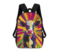 sinyumoney Colorful Cow Pop Art Portrait Kids Backpack, Kids School Bag 3D Printed School Backpacks for Boys And Teenager School Students 17inch