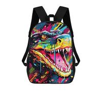 sinyumoney Colorful Crocodile Art Print -1 School Backpack Fashion Stationery Backpack Waterproof Casual Daypacks for Men/Women 17inch