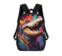 sinyumoney Colorful Crocodile Art Print 3D Printed 17inch Kids School Bag Rucksacks Children's School Fashion Casual Back Pack High Capacity Travel Book Bags