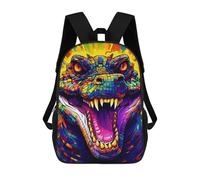 sinyumoney Colorful Crocodile Artwork -1 Kids Backpacks Children Bag,Anime Bag,Large Capacity Kids Backpack, 3D Printed Children's,Student Schoolbag,Kids Boys Girls School Bag 17inch