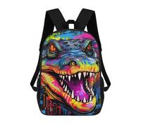 sinyumoney Colorful Crocodile Artwork 3D Printed Children's School Backpack for Kids Travel Rucksacks Book Bags Kids School Bag 17inch