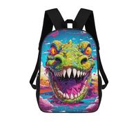 sinyumoney Colorful Crocodile Artwork School Backpack Secondary Causal Travel High School Bags for Camping Outdoor Adventures And Daily Travel 17inch