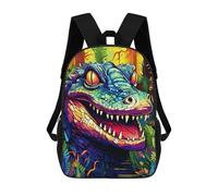 sinyumoney Colorful Crocodile in Jungle Backpack School Bag Large School Backpack for Boys for Camping Outdoor Adventures And Daily Travel 17inch