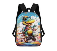 sinyumoney Colorful Crocodile Skateboard Art Backpacks 3D Printed 17inch Kids School Backpack Outdoor Casual Daypack Casual Travel Bags for Middle School Students