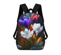 sinyumoney Colorful Crocus Flowers Bloom Backpack School Daypacks Business Backpack Water Resistant Bookbag for Camping Outdoor Adventures And Daily Travel 17inch