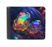 sinyumoney Colorful Crystal Rocks 3D Print Wallet Bills Credit Cards Leather RFID Banknote Compartments Fashion Slim Wallets Youth Guys 11.7cm*9.5cm
