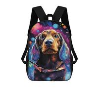 sinyumoney Colorful Dachshund in Space Art Print Rucksack Water Resistant Travel Backpack Computer Bag for Teenage Girls Boys Women Men 17inch