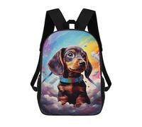 sinyumoney Colorful Dachshund Painting School Bags School Secondary High School College Backpack Travel for Boys/Girls/Teenagers 17inch