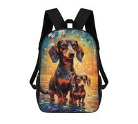 sinyumoney Colorful Dachshunds in Art Kids Backpacks Children Bag,Anime Bag,Large Capacity Kids Backpack, 3D Printed Children's,Student Schoolbag,Kids Boys Girls School Bag 17inch